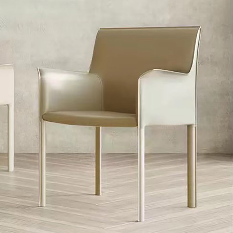 Moderne stijl armstoel leer stevige achterste eetkamerstoel voor thuisgebruik