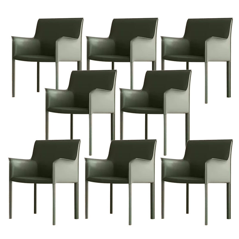 Moderne stijl armstoel leer stevige achterste eetkamerstoel voor thuisgebruik