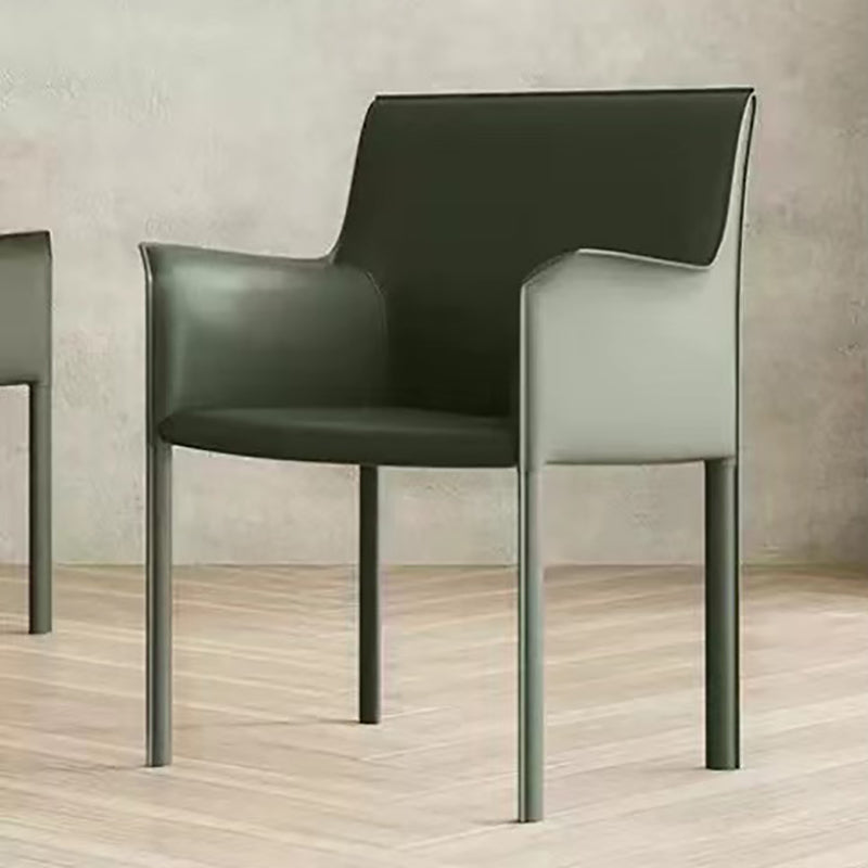 Moderne stijl armstoel leer stevige achterste eetkamerstoel voor thuisgebruik