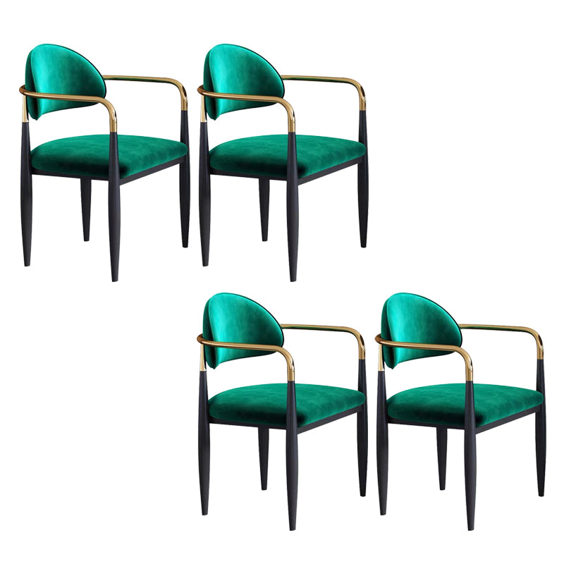 Sedia a braccio in stile glam velluto sedia da pranzo aperta per uso domestico