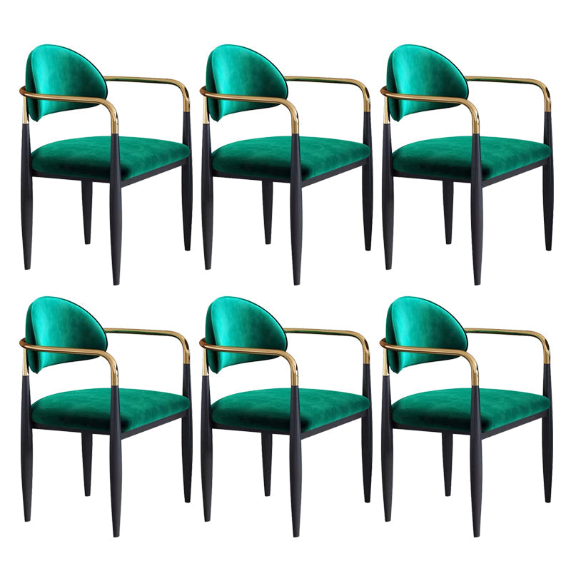 Sedia a braccio in stile glam velluto sedia da pranzo aperta per uso domestico