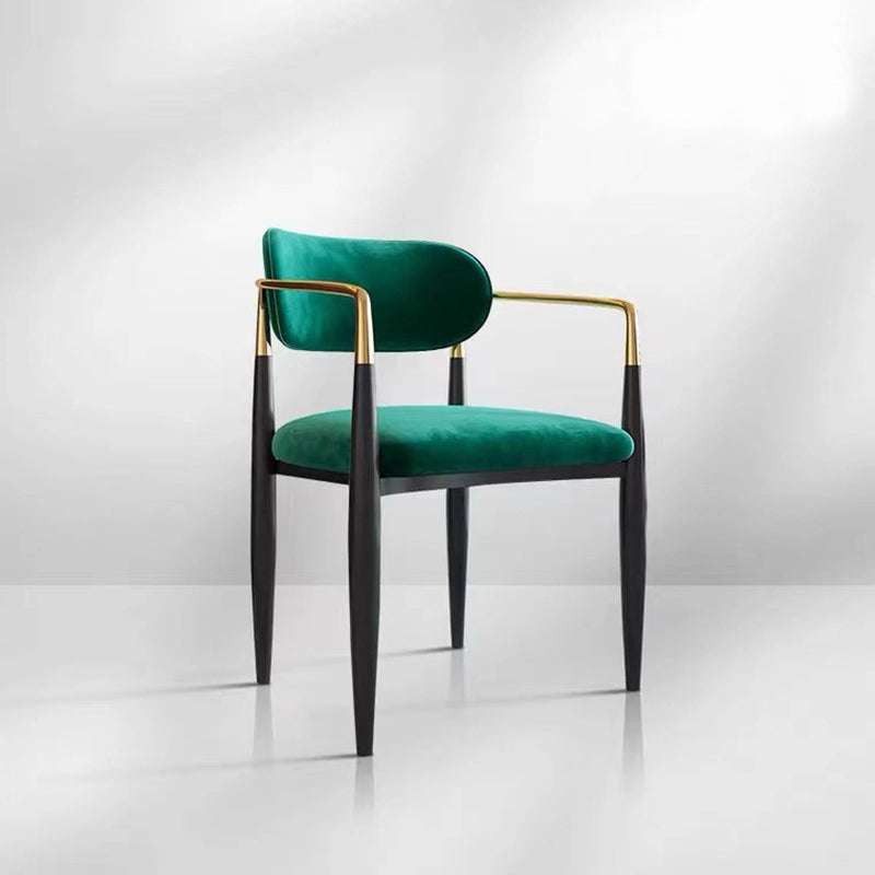 Sedia a braccio in stile glam velluto sedia da pranzo aperta per uso domestico