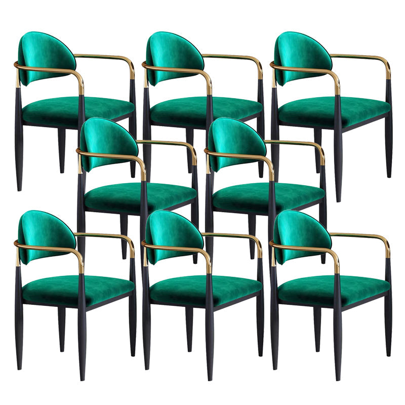 Sedia a braccio in stile glam velluto sedia da pranzo aperta per uso domestico