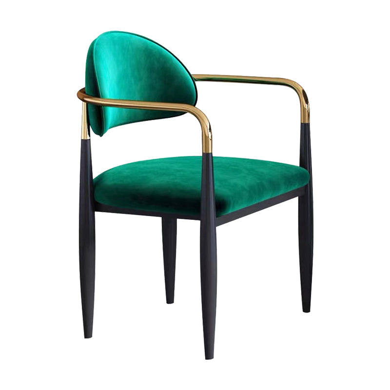 Sedia a braccio in stile glam velluto sedia da pranzo aperta per uso domestico