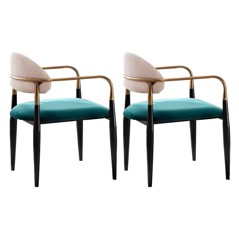 Sedia a braccio in stile glam velluto sedia da pranzo aperta per uso domestico