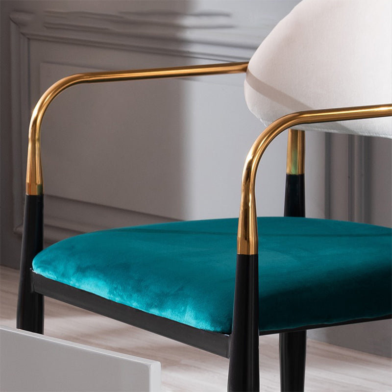 Sedia a braccio in stile glam velluto sedia da pranzo aperta per uso domestico