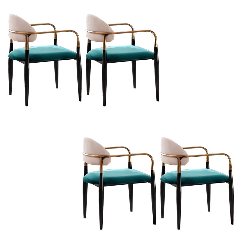 Sedia a braccio in stile glam velluto sedia da pranzo aperta per uso domestico