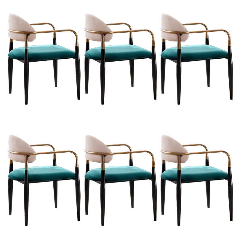 Sedia a braccio in stile glam velluto sedia da pranzo aperta per uso domestico