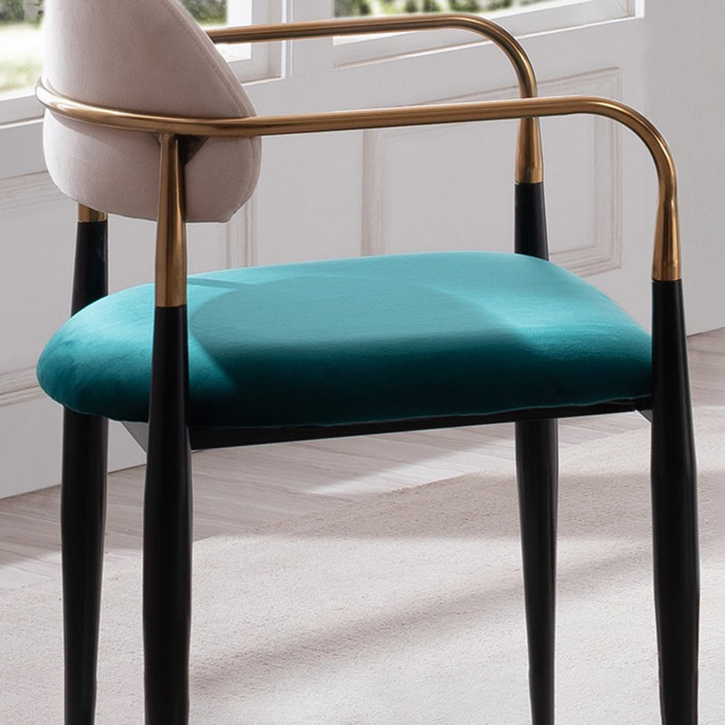 Sedia a braccio in stile glam velluto sedia da pranzo aperta per uso domestico