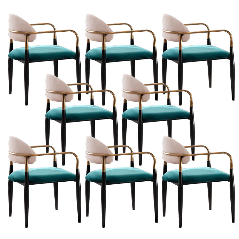 Sedia a braccio in stile glam velluto sedia da pranzo aperta per uso domestico