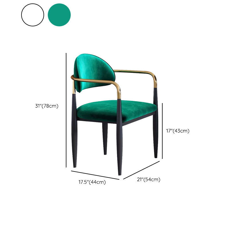 Sedia a braccio in stile glam velluto sedia da pranzo aperta per uso domestico