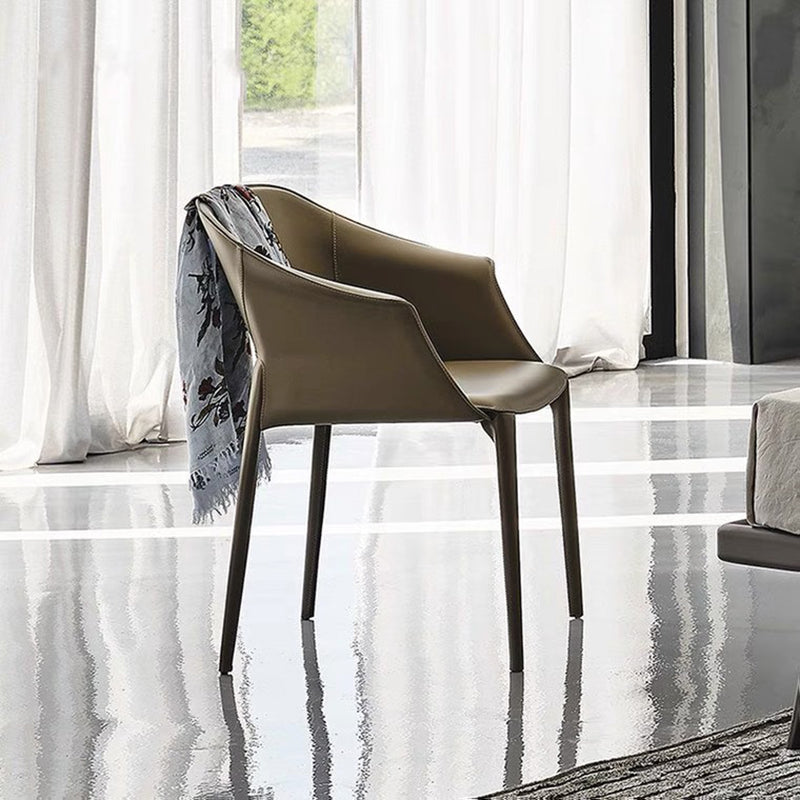 Moderne stijl armstoel leer binnen eetkamerstoel voor thuisgebruik