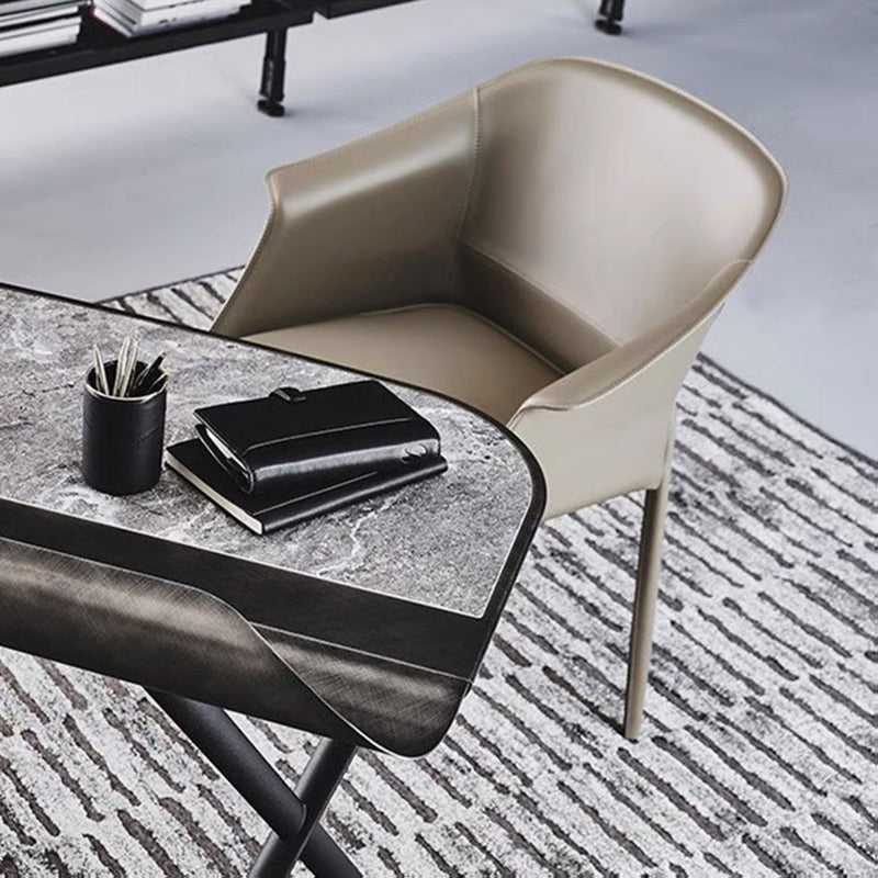 Moderne stijl armstoel leer binnen eetkamerstoel voor thuisgebruik
