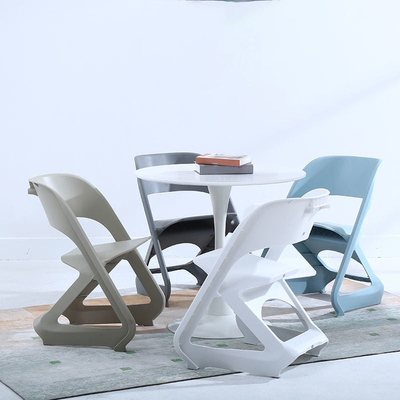 Contemporary Plastic Dining Armless Chair Kitchen Open Back Chair for Home