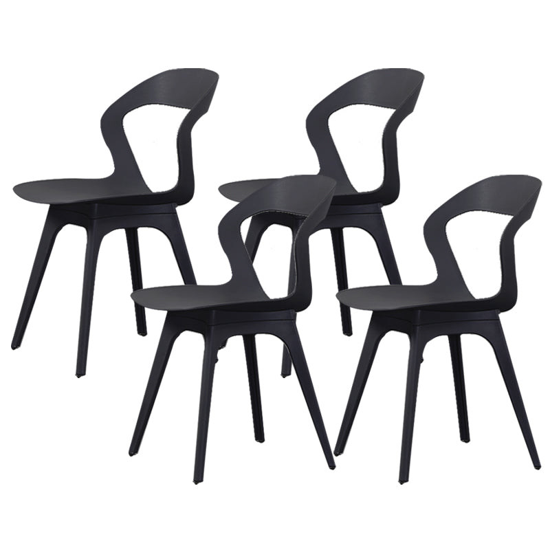 Contemporary Kitchen Dining Chair Vinyl Open Back Side Chair Black 4 Piece Set Clearhalo 'Dining Chairs' 'Dining Tables & Seating' 'dining_chair' 'furn' 'furn_dining_chair' 'Furniture' 'Kitchen & Dining Furniture' 6452727