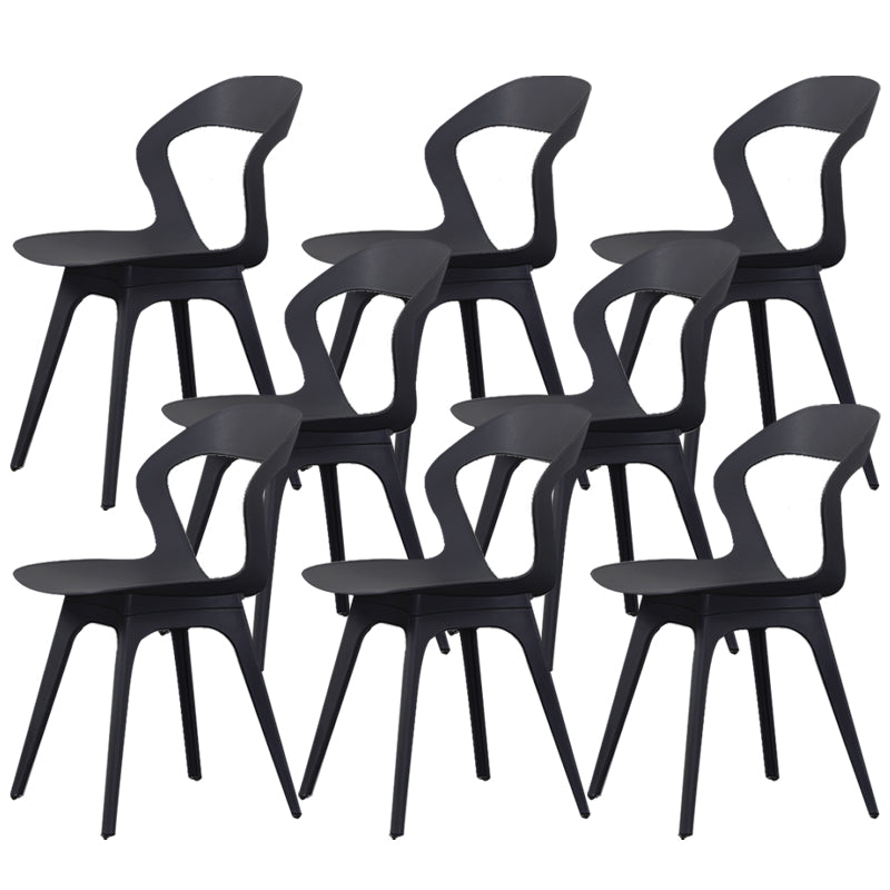 Contemporary Kitchen Dining Chair Vinyl Open Back Side Chair Black 8 Piece Set Clearhalo 'Dining Chairs' 'Dining Tables & Seating' 'dining_chair' 'furn' 'furn_dining_chair' 'Furniture' 'Kitchen & Dining Furniture' 6452729