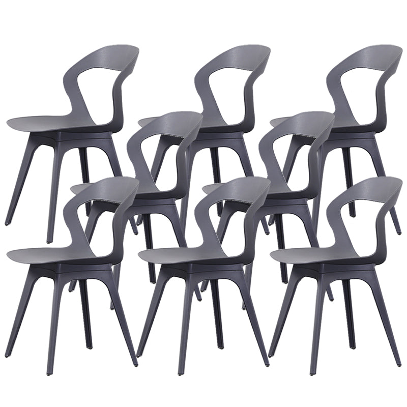 Contemporary Kitchen Dining Chair Vinyl Open Back Side Chair Grey 8 Piece Set Clearhalo 'Dining Chairs' 'Dining Tables & Seating' 'dining_chair' 'furn' 'furn_dining_chair' 'Furniture' 'Kitchen & Dining Furniture' 6452732