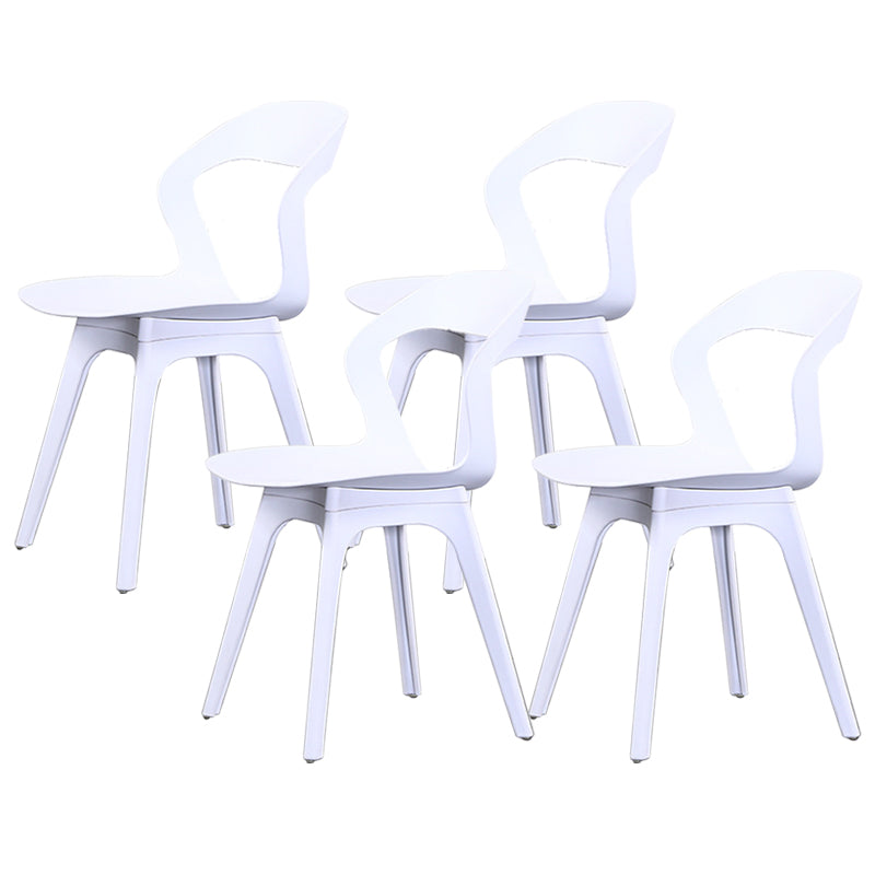 Contemporary Kitchen Dining Chair Vinyl Open Back Side Chair White 4 Piece Set Clearhalo 'Dining Chairs' 'Dining Tables & Seating' 'dining_chair' 'furn' 'furn_dining_chair' 'Furniture' 'Kitchen & Dining Furniture' 6452735