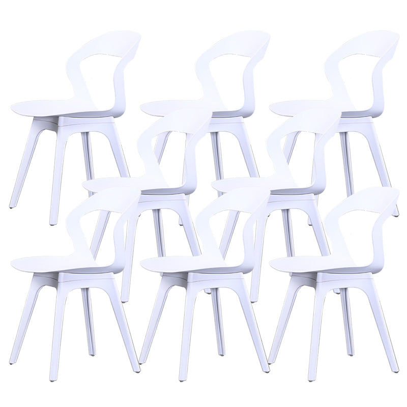 Contemporary Kitchen Dining Chair Vinyl Open Back Side Chair White 8 Piece Set Clearhalo 'Dining Chairs' 'Dining Tables & Seating' 'dining_chair' 'furn' 'furn_dining_chair' 'Furniture' 'Kitchen & Dining Furniture' 6452737