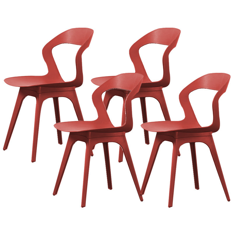Contemporary Kitchen Dining Chair Vinyl Open Back Side Chair Red 4 Piece Set Clearhalo 'Dining Chairs' 'Dining Tables & Seating' 'dining_chair' 'furn' 'furn_dining_chair' 'Furniture' 'Kitchen & Dining Furniture' 6452739
