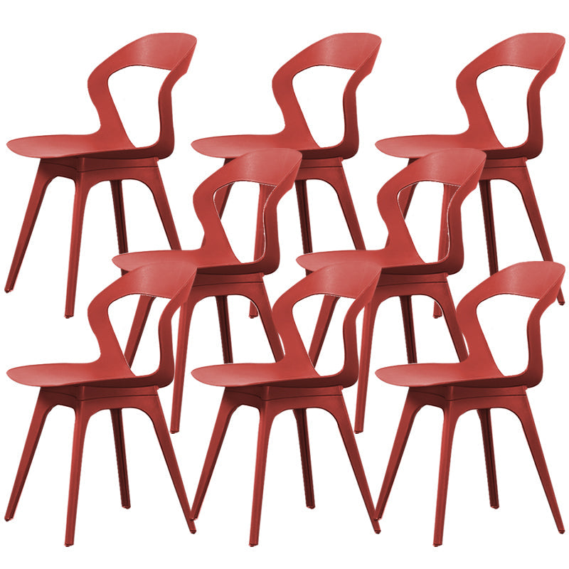 Contemporary Kitchen Dining Chair Vinyl Open Back Side Chair Red 8 Piece Set Clearhalo 'Dining Chairs' 'Dining Tables & Seating' 'dining_chair' 'furn' 'furn_dining_chair' 'Furniture' 'Kitchen & Dining Furniture' 6452741