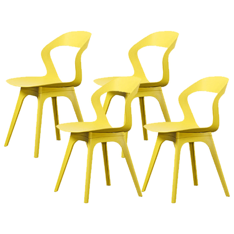 Contemporary Kitchen Dining Chair Vinyl Open Back Side Chair Yellow 4 Piece Set Clearhalo 'Dining Chairs' 'Dining Tables & Seating' 'dining_chair' 'furn' 'furn_dining_chair' 'Furniture' 'Kitchen & Dining Furniture' 6452743