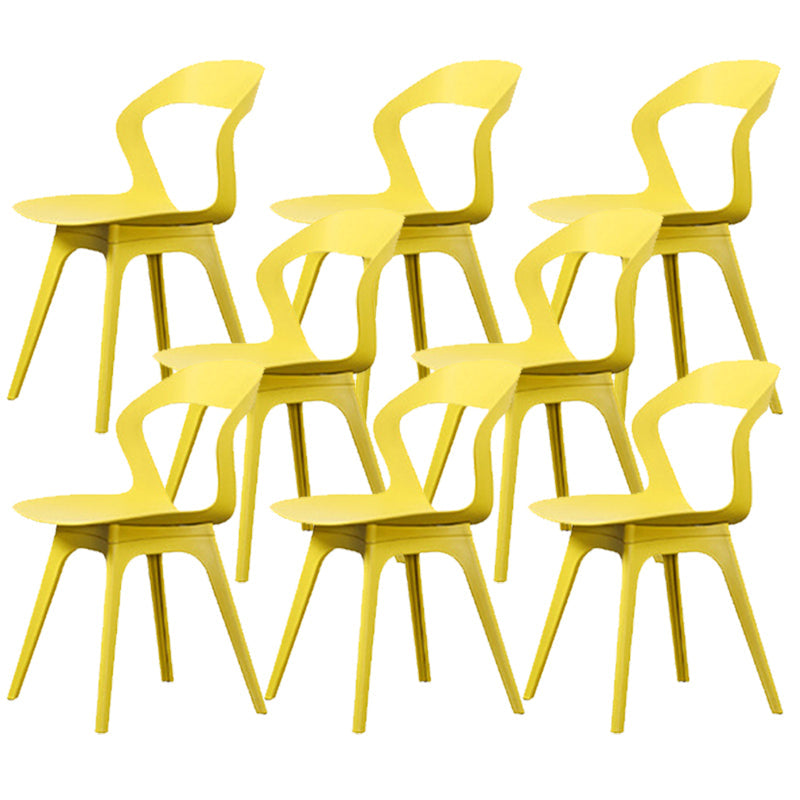 Contemporary Kitchen Dining Chair Vinyl Open Back Side Chair Yellow 8 Piece Set Clearhalo 'Dining Chairs' 'Dining Tables & Seating' 'dining_chair' 'furn' 'furn_dining_chair' 'Furniture' 'Kitchen & Dining Furniture' 6452745