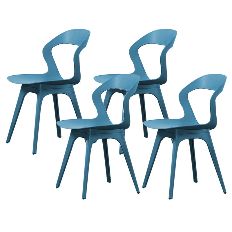Contemporary Kitchen Dining Chair Vinyl Open Back Side Chair Lake Blue 4 Piece Set Clearhalo 'Dining Chairs' 'Dining Tables & Seating' 'dining_chair' 'furn' 'furn_dining_chair' 'Furniture' 'Kitchen & Dining Furniture' 6452750