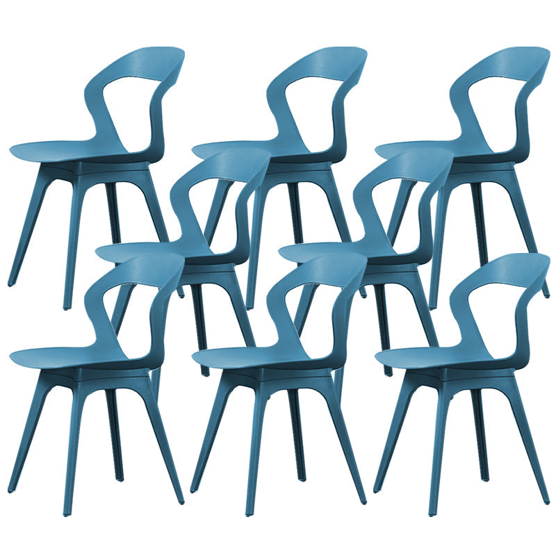 Contemporary Kitchen Dining Chair Vinyl Open Back Side Chair Lake Blue 8 Piece Set Clearhalo 'Dining Chairs' 'Dining Tables & Seating' 'dining_chair' 'furn' 'furn_dining_chair' 'Furniture' 'Kitchen & Dining Furniture' 6452752