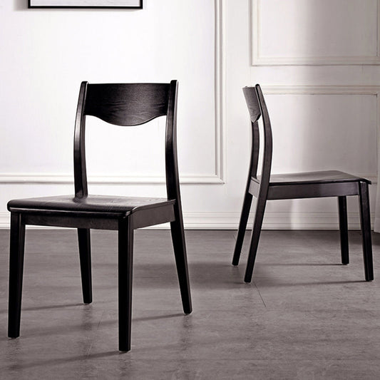 Solid Wood Side Chair Modern Black Indoor Dining Chair for Living Room
