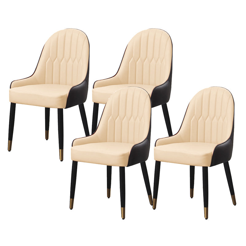 Glam Parsons Side Chair PU Leather Indoor Dining Chair for Living Room Off-White 4 Piece Set Clearhalo 'Dining Chairs' 'Dining Tables & Seating' 'dining_chair' 'furn' 'furn_dining_chair' 'Furniture' 'Kitchen & Dining Furniture' 6452816