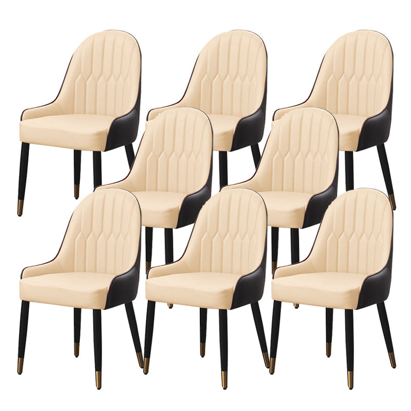 Glam Parsons Side Chair PU Leather Indoor Dining Chair for Living Room Off-White 8 Piece Set Clearhalo 'Dining Chairs' 'Dining Tables & Seating' 'dining_chair' 'furn' 'furn_dining_chair' 'Furniture' 'Kitchen & Dining Furniture' 6452817