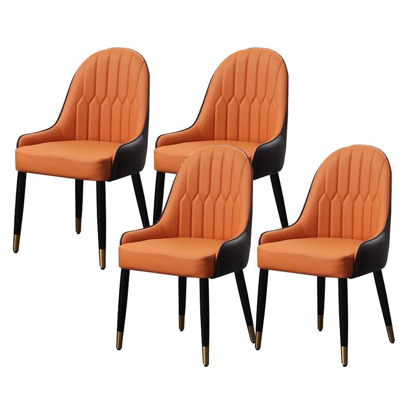 Glam Parsons Side Chair PU Leather Indoor Dining Chair for Living Room Orange-Red 4 Piece Set Clearhalo 'Dining Chairs' 'Dining Tables & Seating' 'dining_chair' 'furn' 'furn_dining_chair' 'Furniture' 'Kitchen & Dining Furniture' 6452819