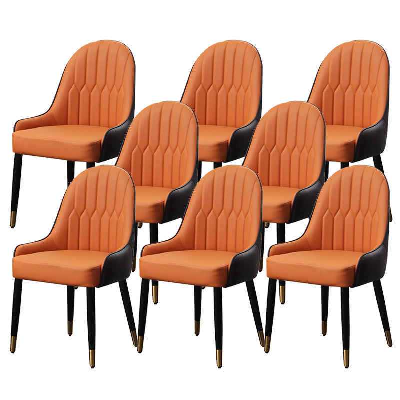 Glam Parsons Side Chair PU Leather Indoor Dining Chair for Living Room Orange-Red 8 Piece Set Clearhalo 'Dining Chairs' 'Dining Tables & Seating' 'dining_chair' 'furn' 'furn_dining_chair' 'Furniture' 'Kitchen & Dining Furniture' 6452821