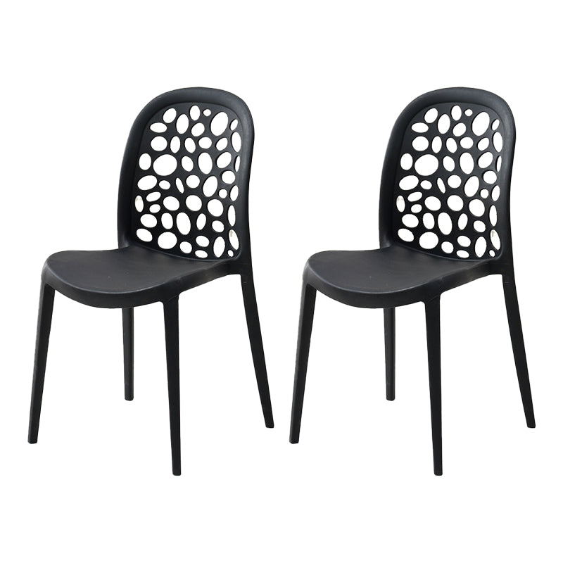 Contemporary Kitchen Dining Side Chair Plastic Armless Chair Black 2 Piece Set Clearhalo 'Dining Chairs' 'Dining Tables & Seating' 'dining_chair' 'furn' 'furn_dining_chair' 'Furniture' 'Kitchen & Dining Furniture' 6452831