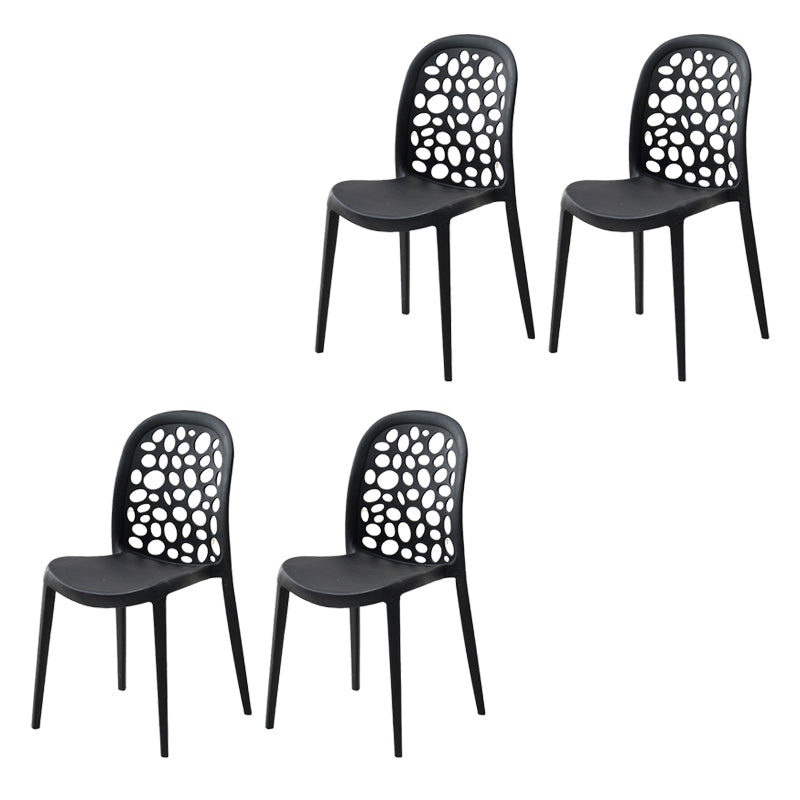 Contemporary Kitchen Dining Side Chair Plastic Armless Chair Black 4 Piece Set Clearhalo 'Dining Chairs' 'Dining Tables & Seating' 'dining_chair' 'furn' 'furn_dining_chair' 'Furniture' 'Kitchen & Dining Furniture' 6452832
