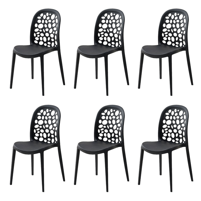 Contemporary Kitchen Dining Side Chair Plastic Armless Chair Black 6 Piece Set Clearhalo 'Dining Chairs' 'Dining Tables & Seating' 'dining_chair' 'furn' 'furn_dining_chair' 'Furniture' 'Kitchen & Dining Furniture' 6452835