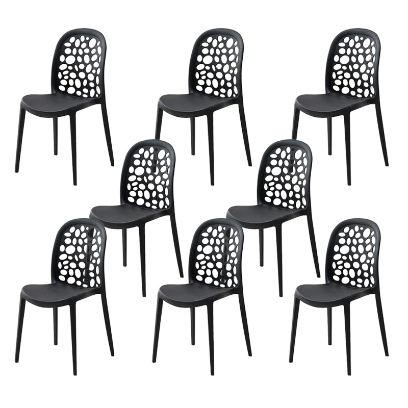 Contemporary Kitchen Dining Side Chair Plastic Armless Chair Black 8 Piece Set Clearhalo 'Dining Chairs' 'Dining Tables & Seating' 'dining_chair' 'furn' 'furn_dining_chair' 'Furniture' 'Kitchen & Dining Furniture' 6452837