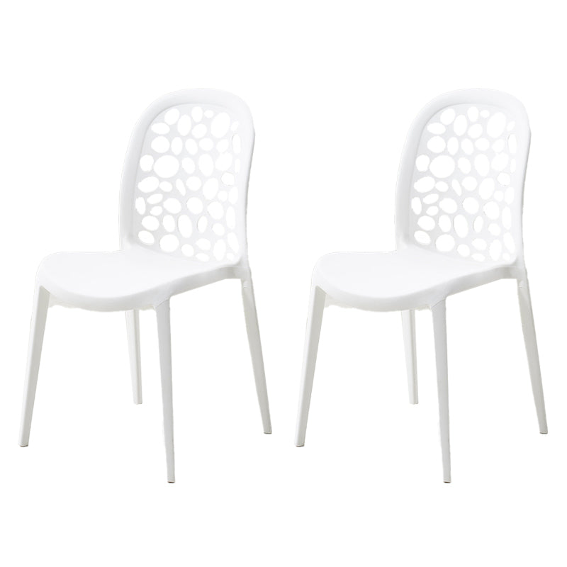 Contemporary Kitchen Dining Side Chair Plastic Armless Chair White 2 Piece Set Clearhalo 'Dining Chairs' 'Dining Tables & Seating' 'dining_chair' 'furn' 'furn_dining_chair' 'Furniture' 'Kitchen & Dining Furniture' 6452840