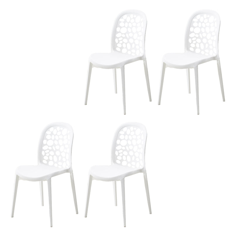Contemporary Kitchen Dining Side Chair Plastic Armless Chair White 4 Piece Set Clearhalo 'Dining Chairs' 'Dining Tables & Seating' 'dining_chair' 'furn' 'furn_dining_chair' 'Furniture' 'Kitchen & Dining Furniture' 6452842