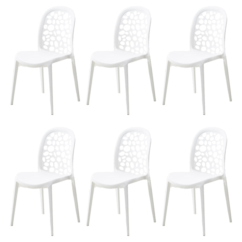 Contemporary Kitchen Dining Side Chair Plastic Armless Chair White 6 Piece Set Clearhalo 'Dining Chairs' 'Dining Tables & Seating' 'dining_chair' 'furn' 'furn_dining_chair' 'Furniture' 'Kitchen & Dining Furniture' 6452844