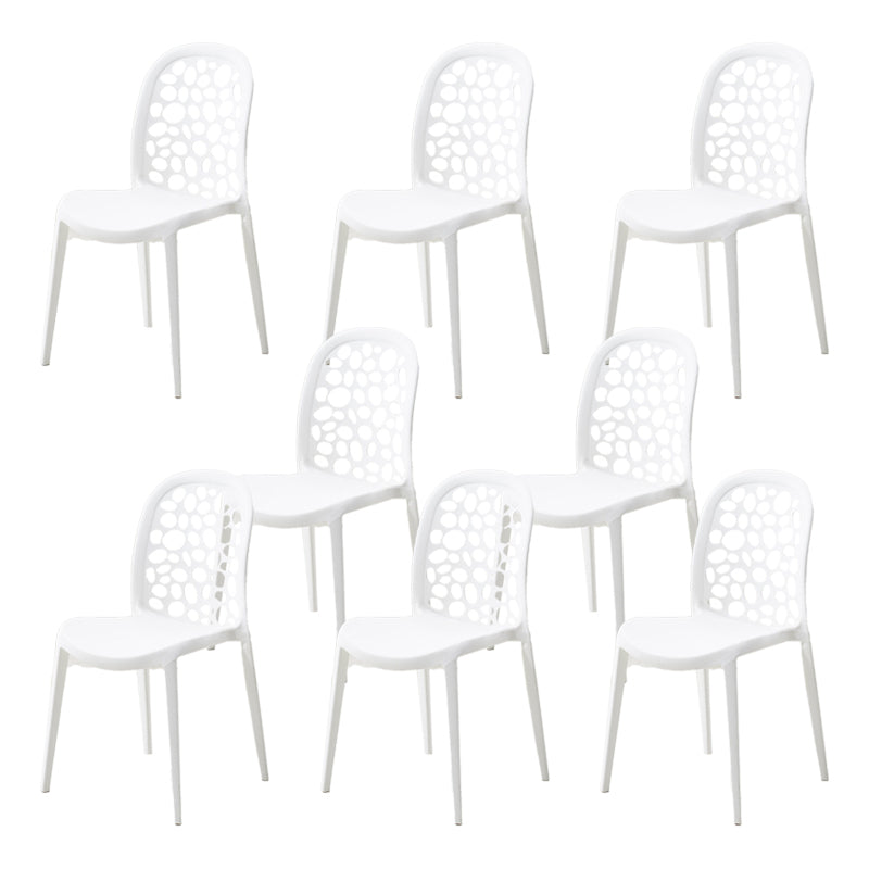 Contemporary Kitchen Dining Side Chair Plastic Armless Chair White 8 Piece Set Clearhalo 'Dining Chairs' 'Dining Tables & Seating' 'dining_chair' 'furn' 'furn_dining_chair' 'Furniture' 'Kitchen & Dining Furniture' 6452846