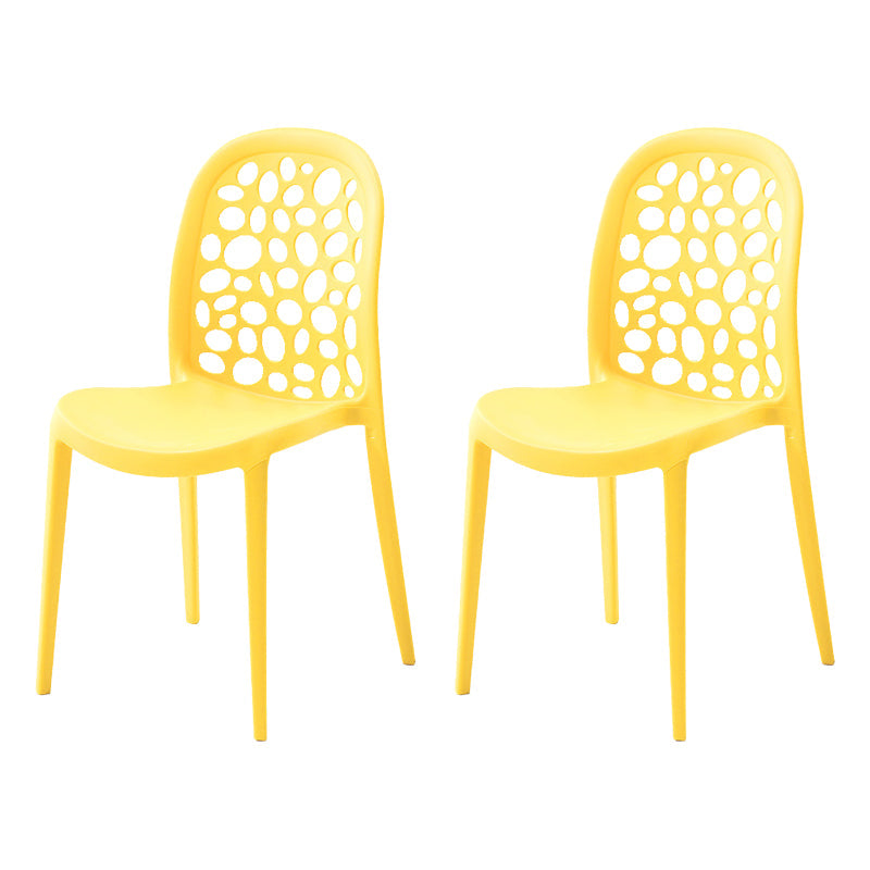 Contemporary Kitchen Dining Side Chair Plastic Armless Chair Yellow 2 Piece Set Clearhalo 'Dining Chairs' 'Dining Tables & Seating' 'dining_chair' 'furn' 'furn_dining_chair' 'Furniture' 'Kitchen & Dining Furniture' 6452847
