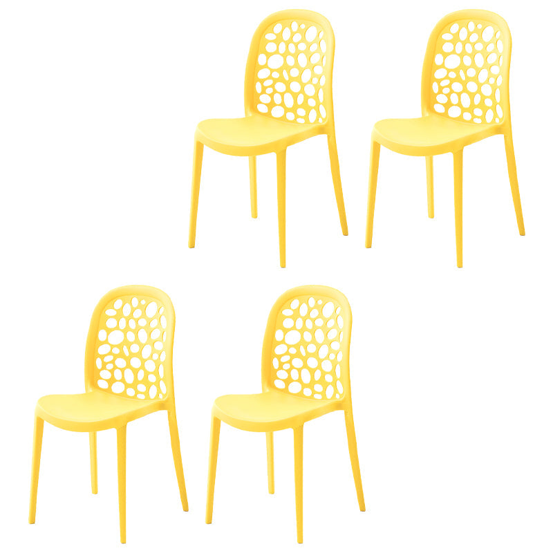 Contemporary Kitchen Dining Side Chair Plastic Armless Chair Yellow 4 Piece Set Clearhalo 'Dining Chairs' 'Dining Tables & Seating' 'dining_chair' 'furn' 'furn_dining_chair' 'Furniture' 'Kitchen & Dining Furniture' 6452849