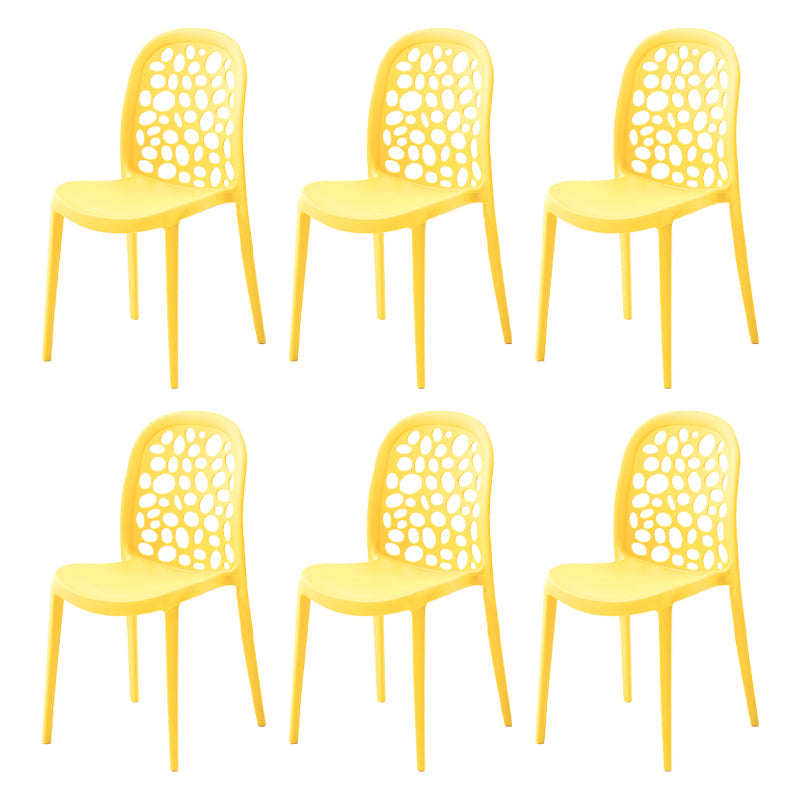 Contemporary Kitchen Dining Side Chair Plastic Armless Chair Yellow 6 Piece Set Clearhalo 'Dining Chairs' 'Dining Tables & Seating' 'dining_chair' 'furn' 'furn_dining_chair' 'Furniture' 'Kitchen & Dining Furniture' 6452851