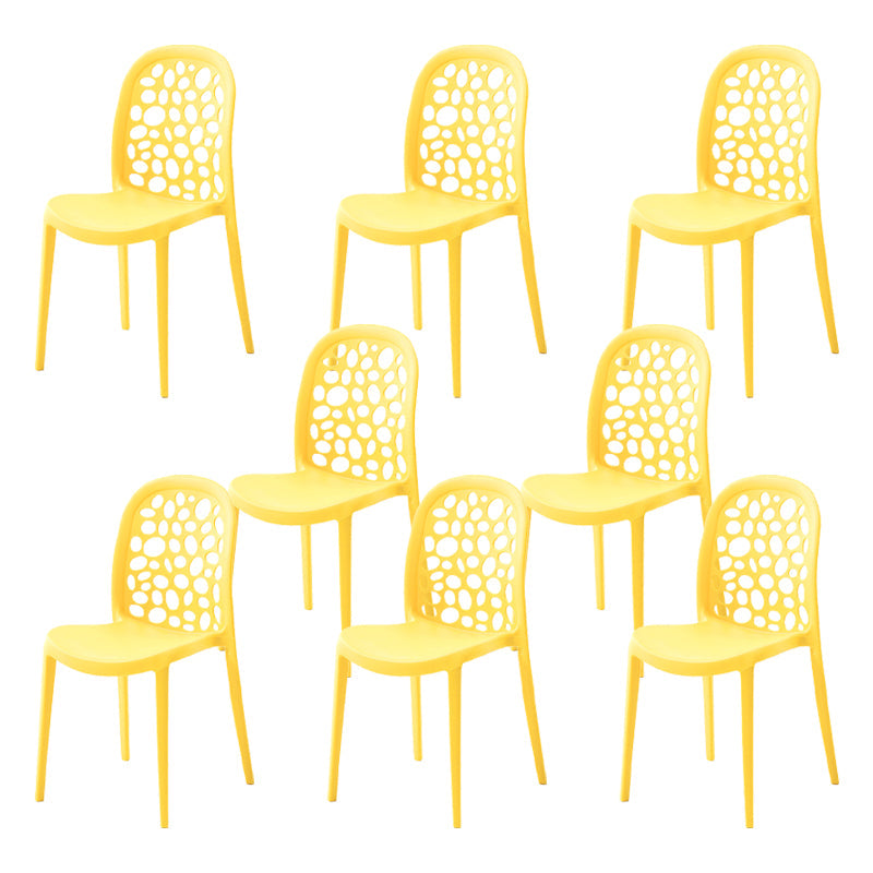 Contemporary Kitchen Dining Side Chair Plastic Armless Chair Yellow 8 Piece Set Clearhalo 'Dining Chairs' 'Dining Tables & Seating' 'dining_chair' 'furn' 'furn_dining_chair' 'Furniture' 'Kitchen & Dining Furniture' 6452853