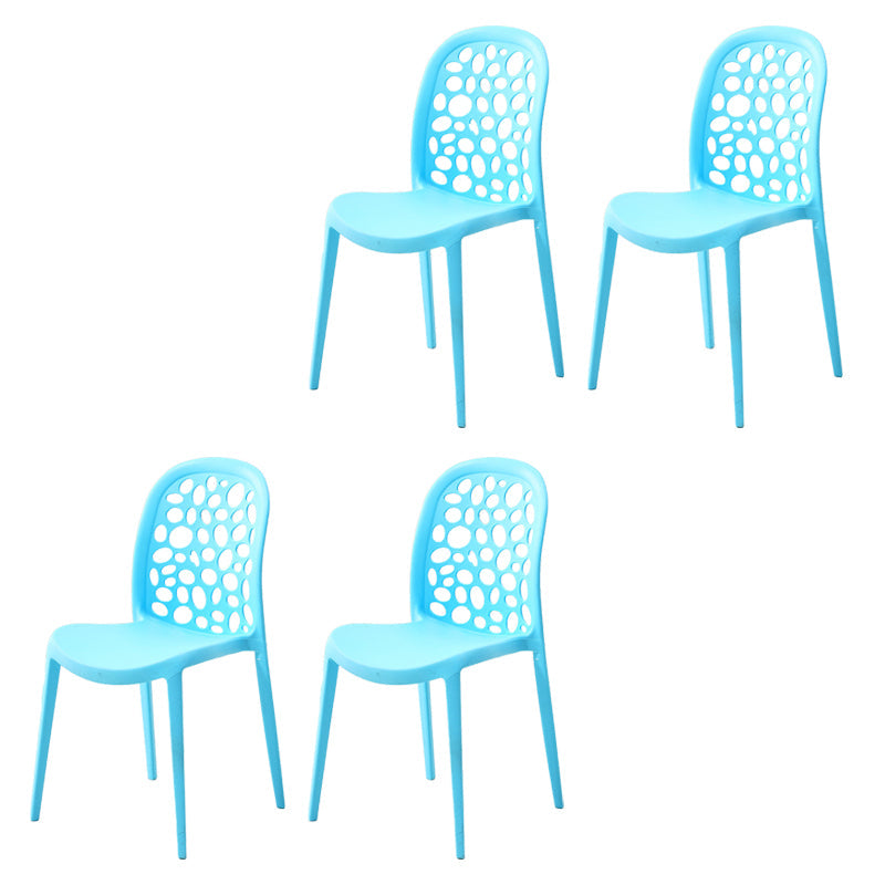 Contemporary Kitchen Dining Side Chair Plastic Armless Chair Blue 4 Piece Set Clearhalo 'Dining Chairs' 'Dining Tables & Seating' 'dining_chair' 'furn' 'furn_dining_chair' 'Furniture' 'Kitchen & Dining Furniture' 6452856