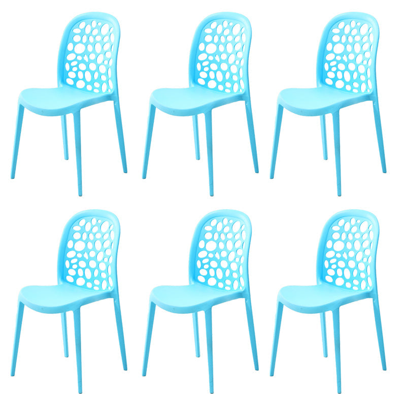 Contemporary Kitchen Dining Side Chair Plastic Armless Chair Blue 6 Piece Set Clearhalo 'Dining Chairs' 'Dining Tables & Seating' 'dining_chair' 'furn' 'furn_dining_chair' 'Furniture' 'Kitchen & Dining Furniture' 6452857