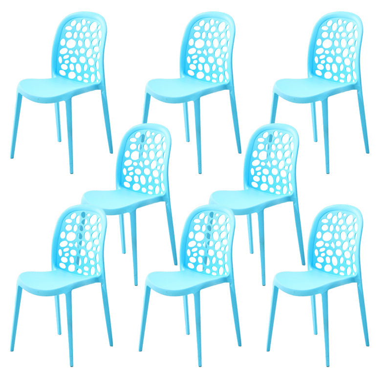 Contemporary Kitchen Dining Side Chair Plastic Armless Chair Blue 8 Piece Set Clearhalo 'Dining Chairs' 'Dining Tables & Seating' 'dining_chair' 'furn' 'furn_dining_chair' 'Furniture' 'Kitchen & Dining Furniture' 6452858