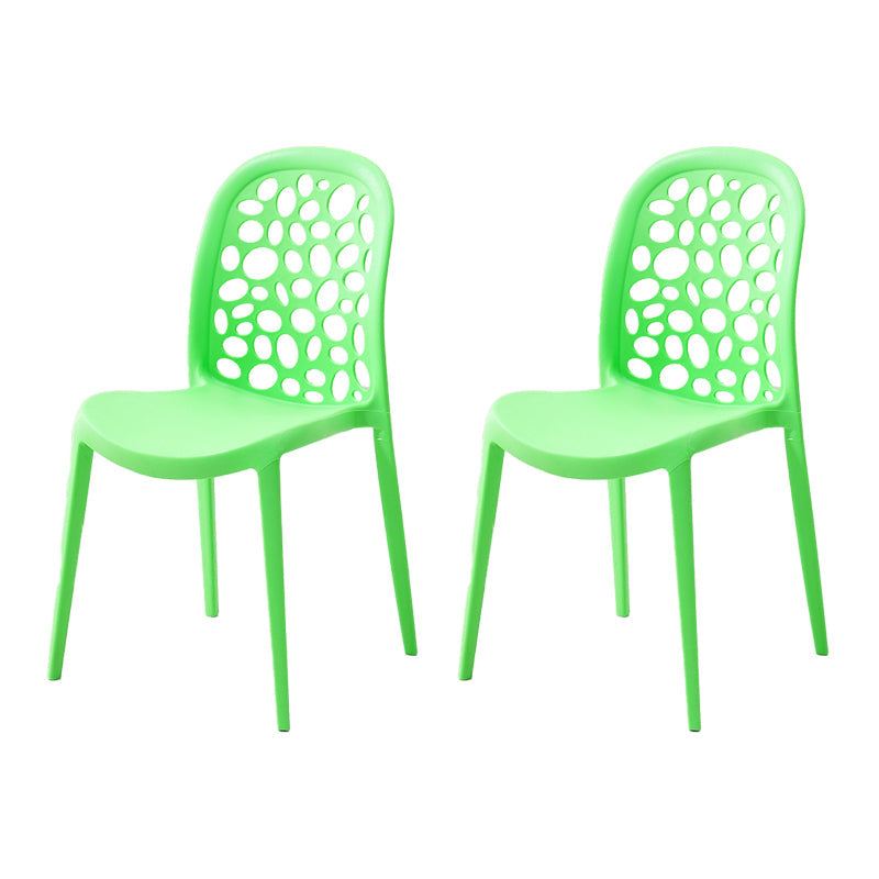 Contemporary Kitchen Dining Side Chair Plastic Armless Chair Green 2 Piece Set Clearhalo 'Dining Chairs' 'Dining Tables & Seating' 'dining_chair' 'furn' 'furn_dining_chair' 'Furniture' 'Kitchen & Dining Furniture' 6452859